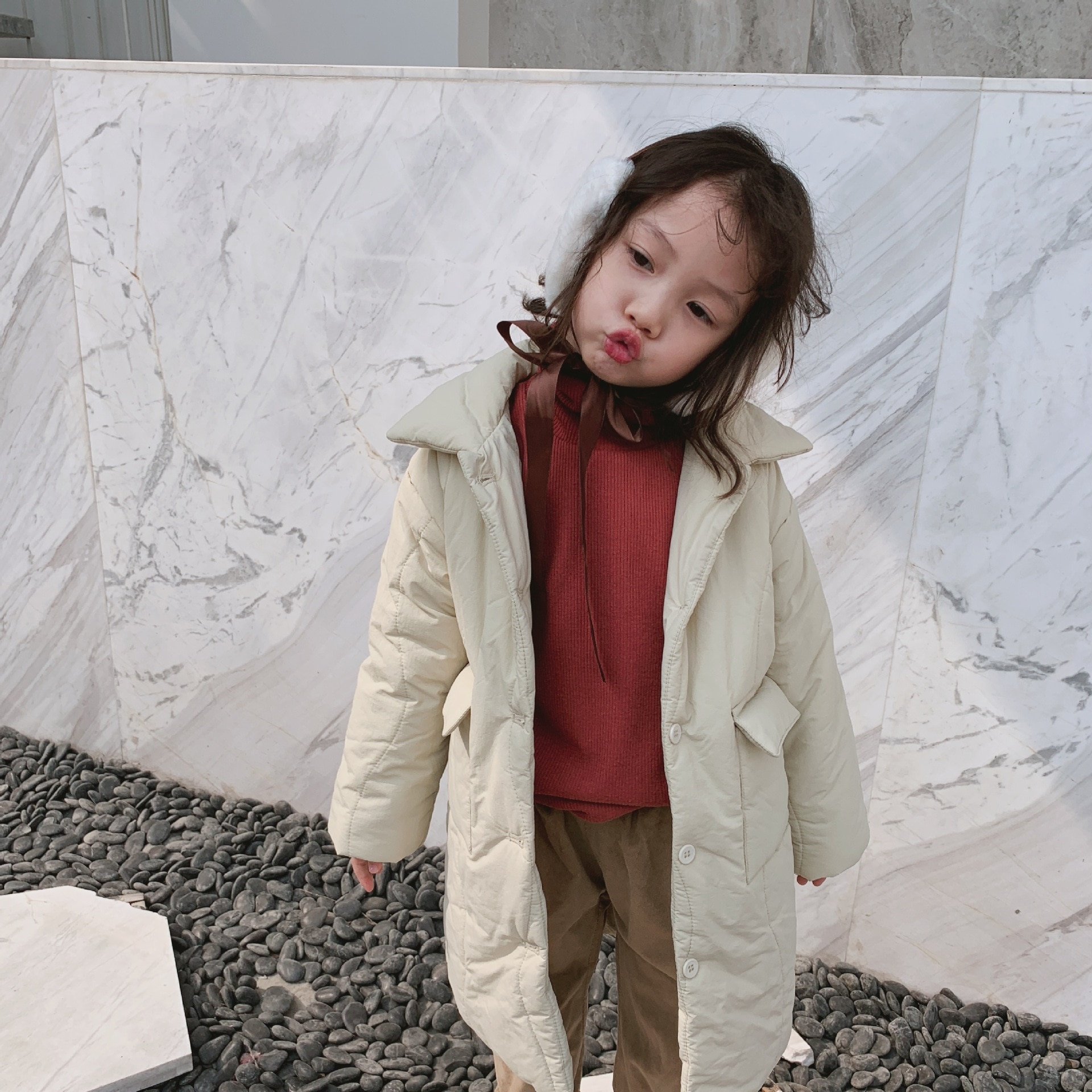 Veste d'hiver pour enfants garçons et filles | Vêtements d'hiver chauds et confortables en coton, à col pur et Long, pour bébés filles