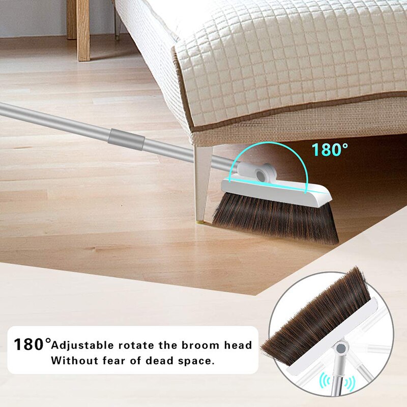 Magnetic Broom and Dustpan Set Upright Standing Dustpan Combo Easy to Assemble Long Handle Household Floor Cleaning Products