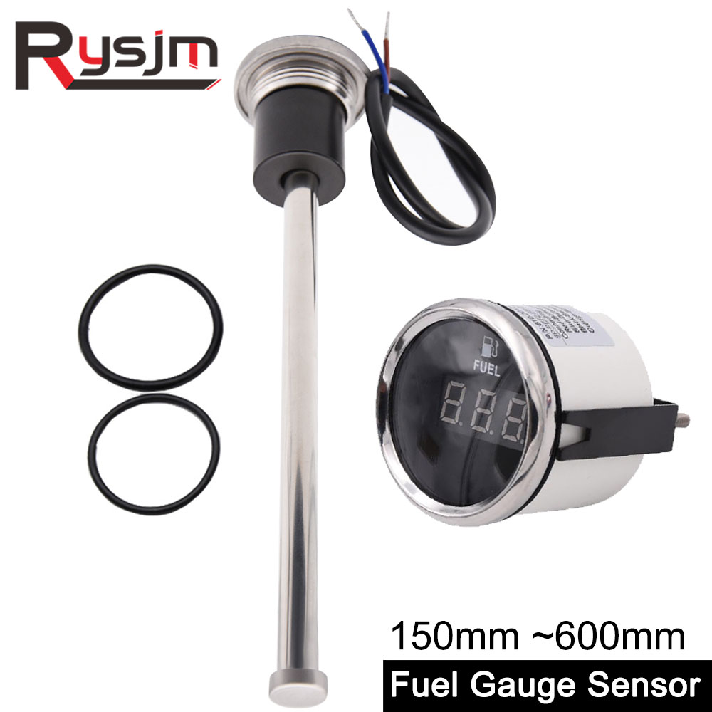 motorcycle fuel level sensor + 52mm digital fuel level gauge 240~33 ohm oil tank level indicator 0~190ohm car fuel gauge 9~32V