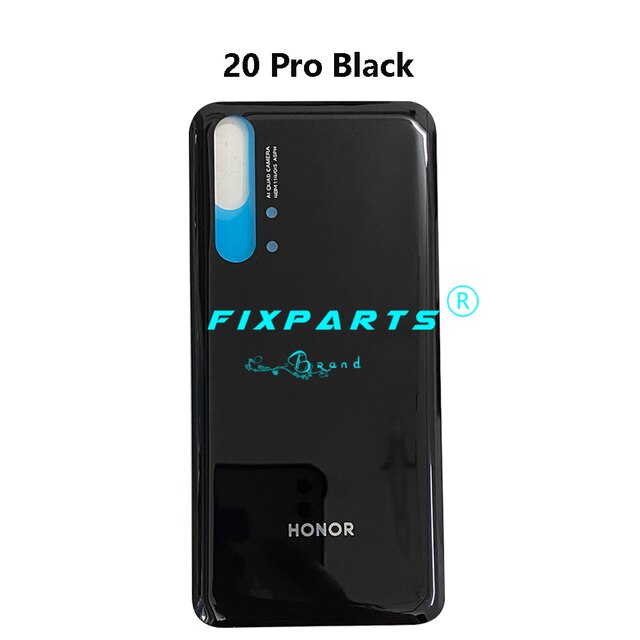 Back Glass Cover Huawei Honor 20 Battery Cover Rear Door Housing Case Window Honor 20Pro Back Panel Honor 20 Pro Battery Cover: Black (20 Pro)