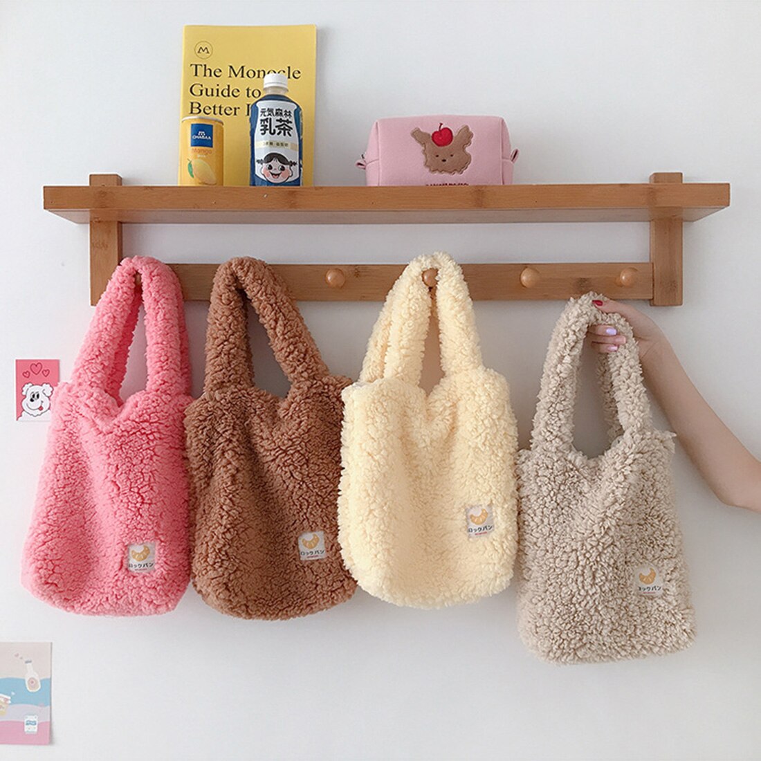Winter Wolle Große Kapazität Nette Einfache Käufer taschen frauen tasche Handtaschen neue Schulter Taschen Weibliche