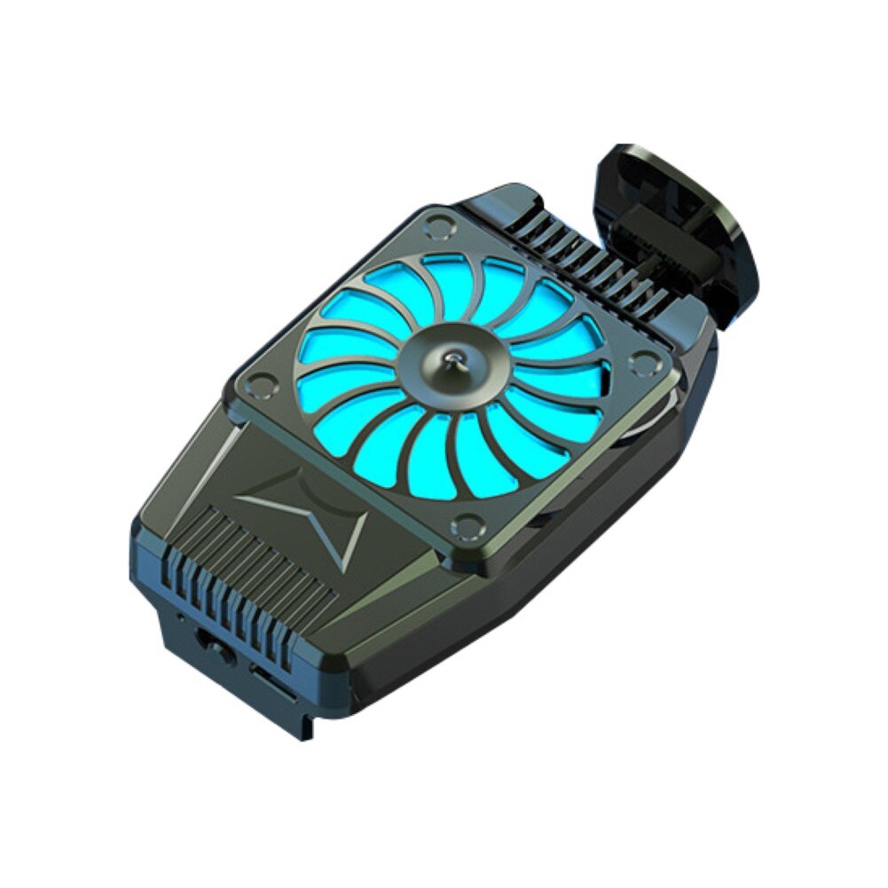 H15 Universal Portable Mobile Phone Game Cooler Cooling Fan Radiator for iPhone Fast Cooling Light Effect Mute Phone Cooler: Black Rechargeable