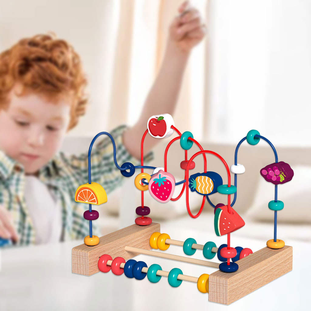 Bead Maze Toys Abacus Circle Toy Count and Grasping Ability Circles Bead Wire Maze for 3+ Toddlers: Fruit