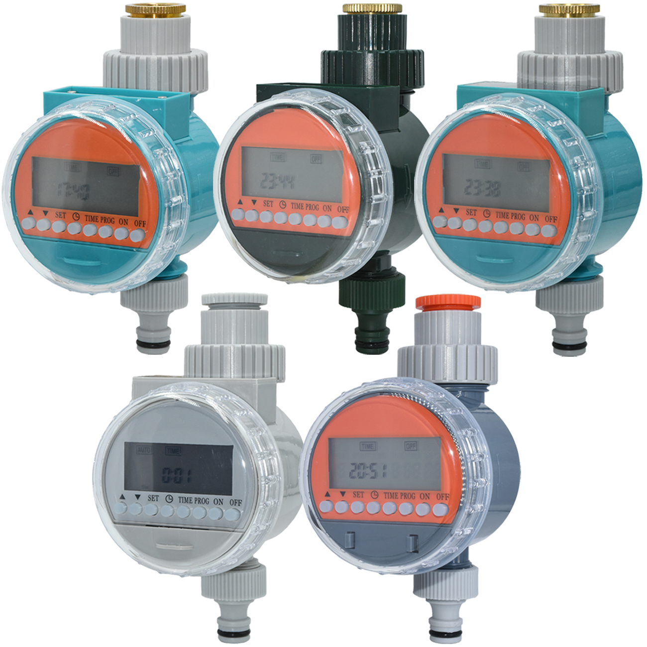 1pcs Watering Timer Rain Sensor Solar LCD Double Dial Ball Valve Controller Garden DripIrrigation 1/2 3/4'' Tap Adapter Solenoid