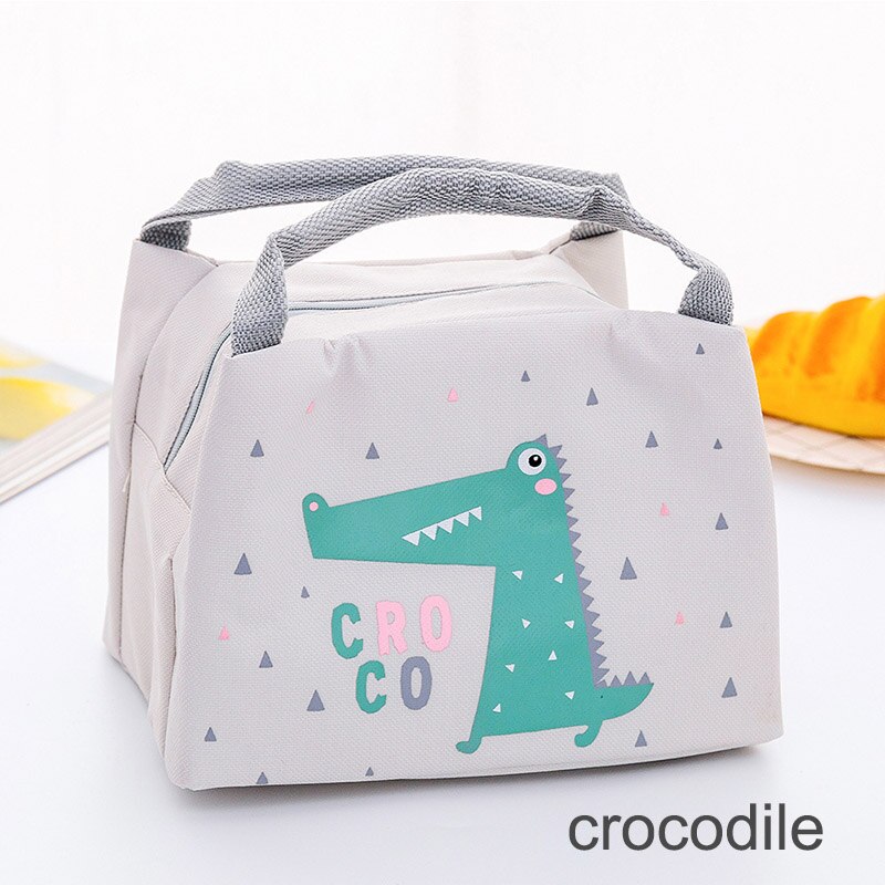 Fiambrera con dibujos de animales para mujer y niño, bolsa térmica para alimentos, fiambrera con aislamiento, 21x17x15cm: crocodile