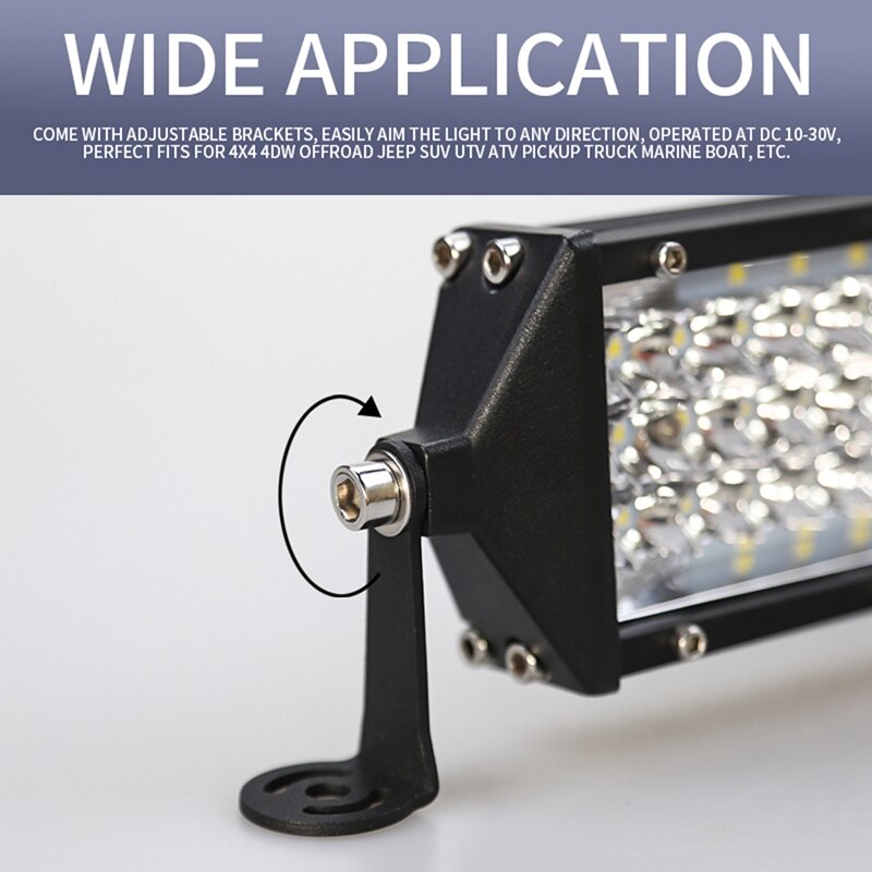 12 Inch LED Light Bar Five Row Spot Flood Combo Beam Work Lights Off Road Driving LED Fog Lights for ATV/UTV/Truck/Boat
