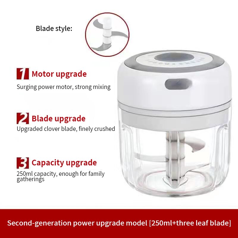 Mini Electric Garlic Presses Wireless Electric Garlic Masher Pink Green Garlic Press Household Garlic Masher Kitchen Tools: 250ML-White