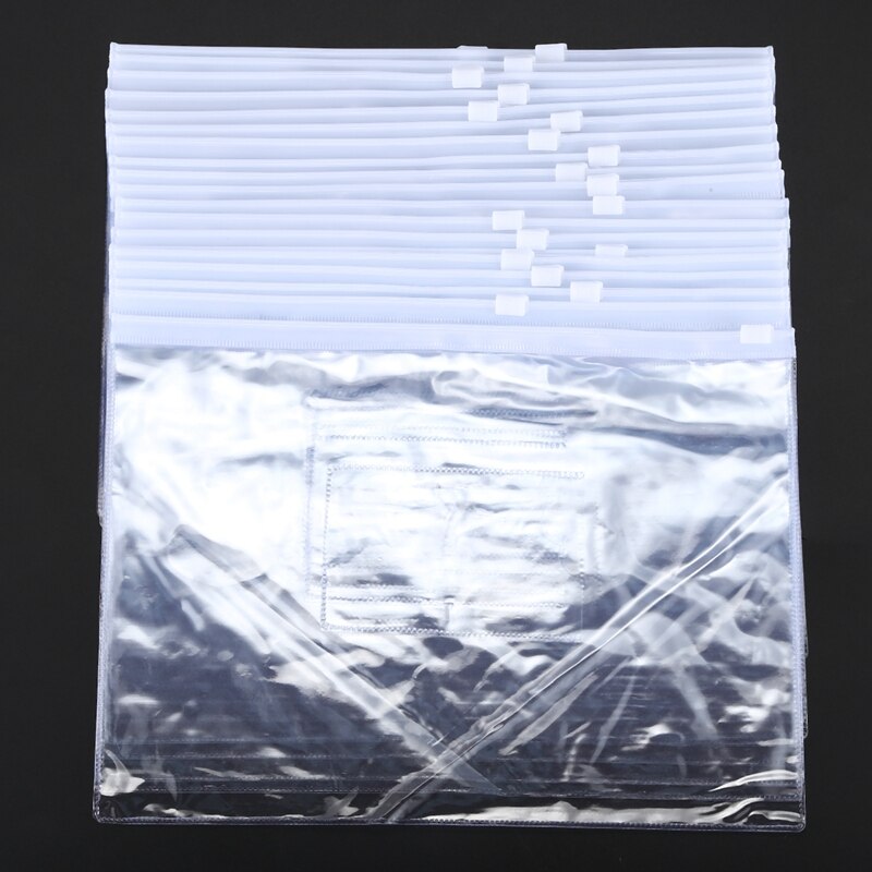 20 Stuks A5 Papier Size Blauw Slider Grip Handvat Rits Transparante Enveloppen Voor Map Map