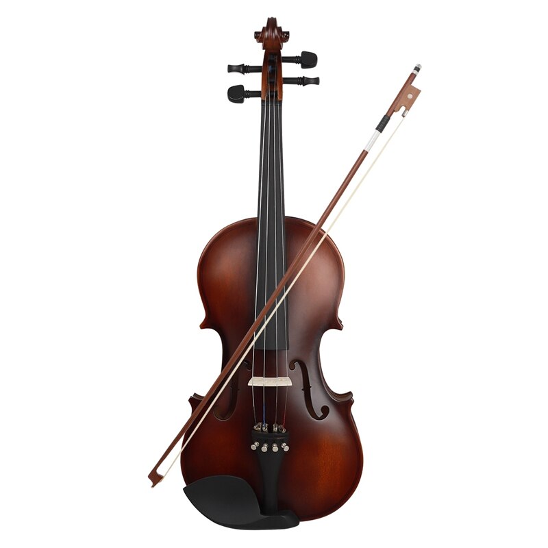 4/4 Full Size Matte Retro Ebony Acoustic Violin Fiddle with Case Bow: Default Title