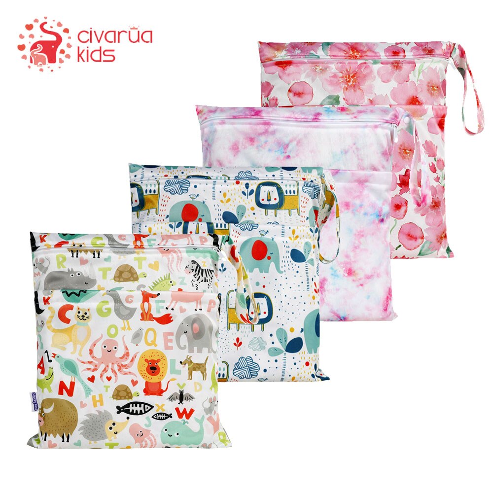 Wiederverwendbare nass trocken Tasche Mit Zwei Für Baby Windeln Windeln Wasserdicht Nass Tuch Tasche Windel Tasche 36cm x 30cm
