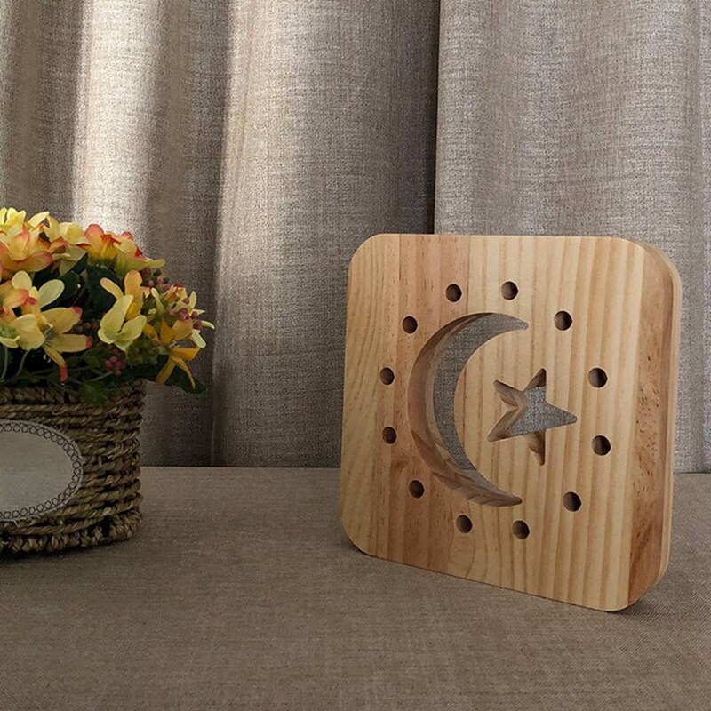 1 Set Digital Kitchen Timer Large Display Kitchen Timer netic & 1 Set Wooden Stars Moon Lamp Children'S Night Light