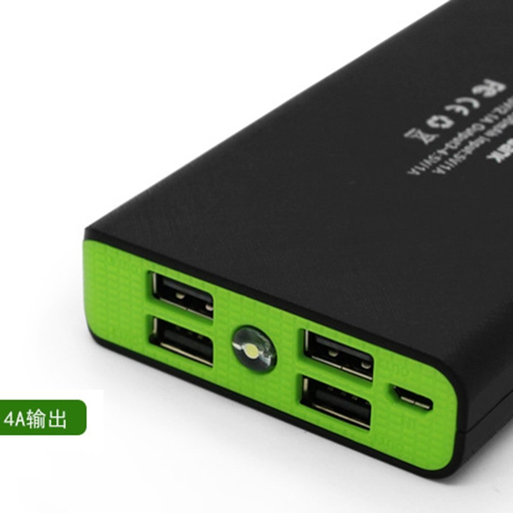 Power Bank Shell with LED Flashlight 4 USB Ports 5V 2A Power Bank Charger Case DIY Kits Powered By 6x 18650 Batteries