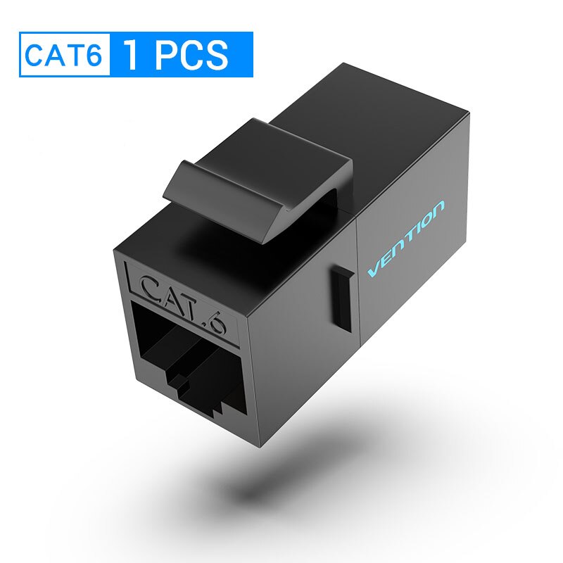 Vention-conector Cat5E RJ45, Cable Ethernet, Cat 5E Cat 6 hembra a prolongador hembra, adaptador de extensión para Cable Ethernet: Black IPGB0 1Pcs