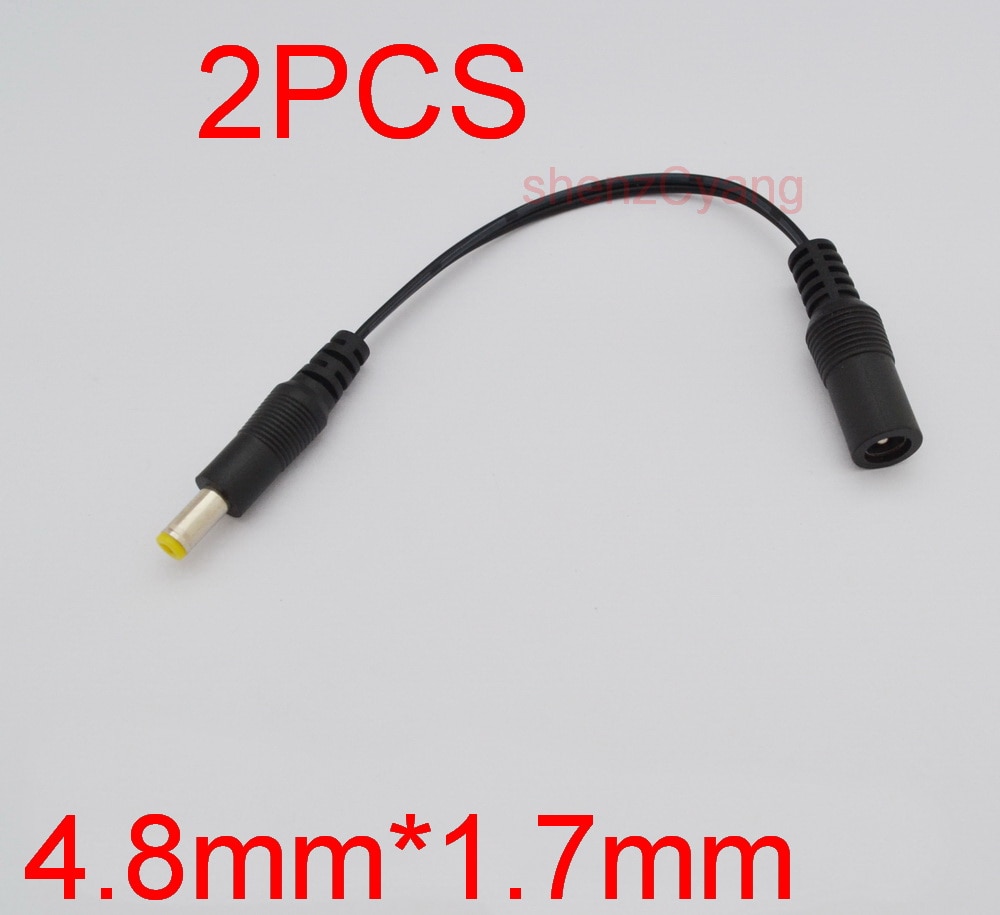 2 stks Alle koperen gloednieuwe dc-kabel power jack vrouwelijke 5.5mm x 2.1mm plug man 4.8mm x 1.7mm Kabel plug adapter