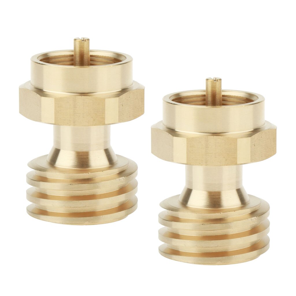 2xUniversal Brass Gas Bottle 1 lb to 20 lb Propane Tank Adapter Converter