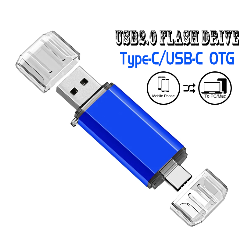 Multifunktionales otg 2 in 1 typ-c usb-Stock 128gb cle usb-Stock 8/16/32/64 gb usb-Stock für telefon: Blau / 128 gb
