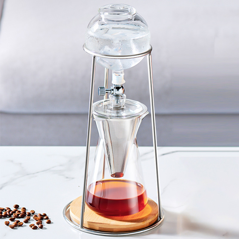 Iced Coffee Pot Water Drip Coffee Machine Reusable Glass Dripper Filter Cold Brew Pot Drip Espresso Coffee Drip Pot Filter Tools