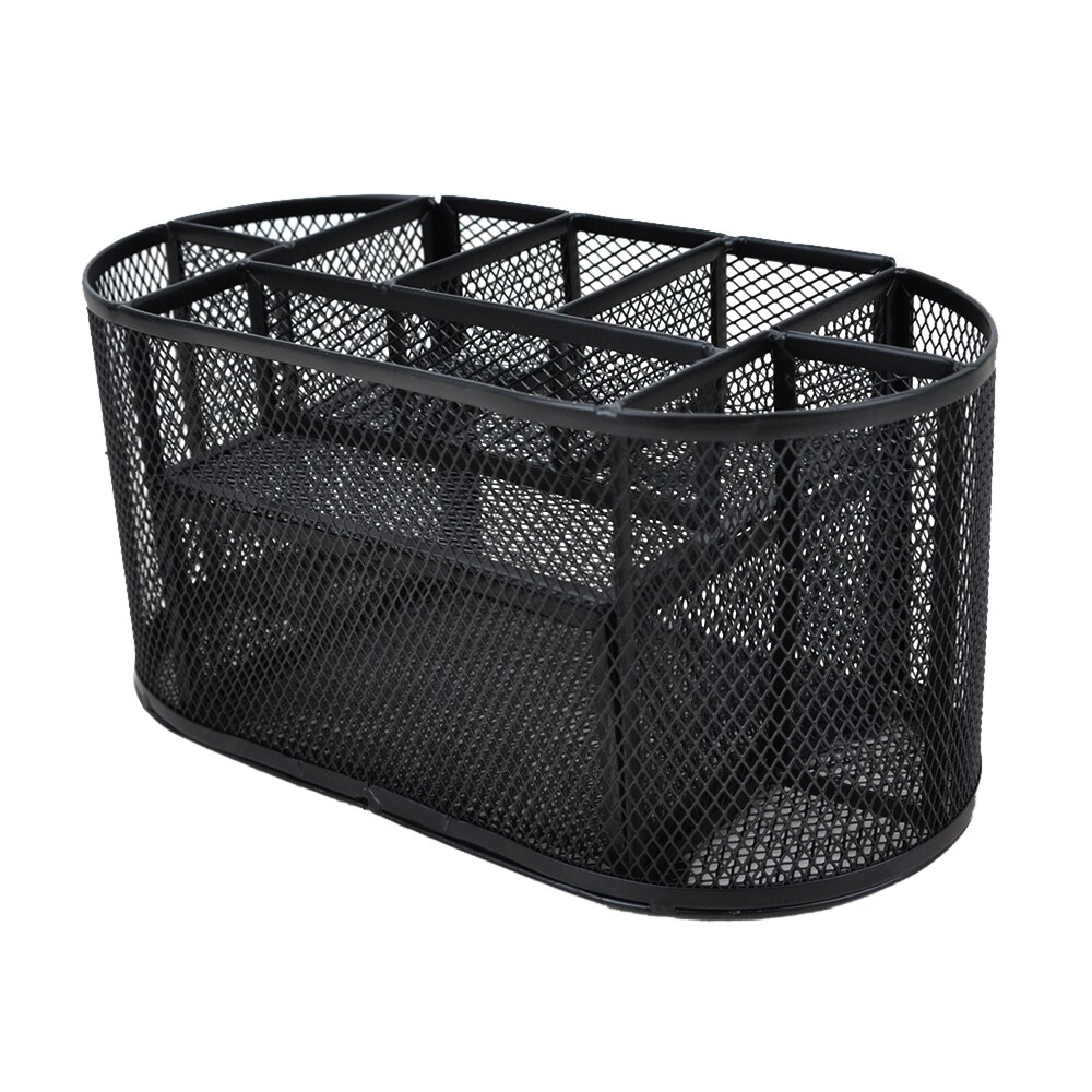 9 Storage Compartments Multi-functional Mesh Desk Organizer Pen Holder Stationery Storage Container Box Collection Caddy