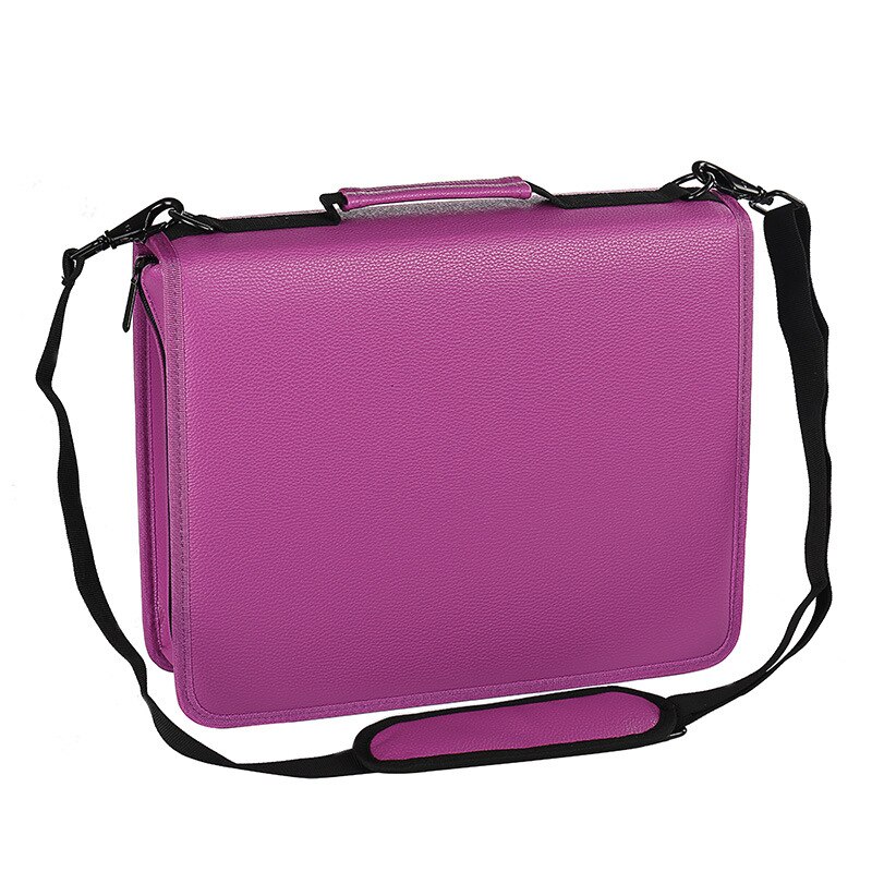 5 cores de couro do plutônio escola lápis caso 180 buraco grande pencilcase para lápis coloridos espiral portátil caneta caixa papelaria bolsa presente: ROXO