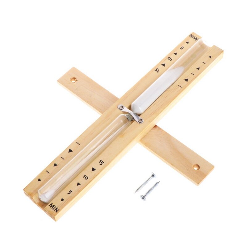 Zandloper 15 Minuten Muur Gemonteerde Roterende Sauna Houten Zandloper Wit Zand Timer