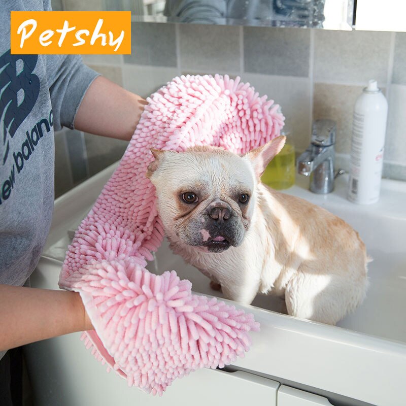 Petshy 36x80/36x48cm Pet Dog Bath Towel Soft Super Absorbent Puppy Cat Drying Towel Chenille Towel Products For Dogs Cat