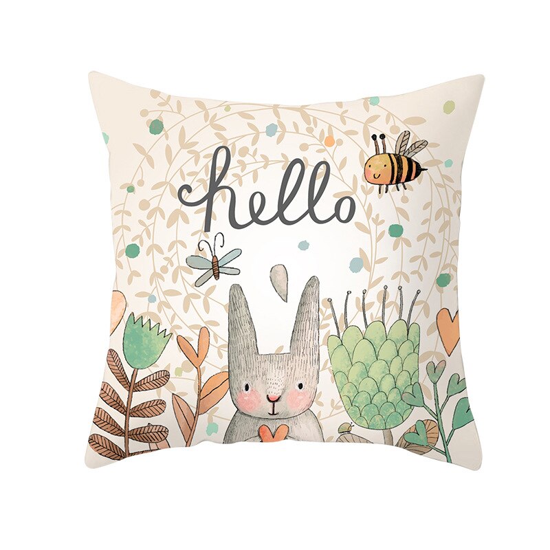 Kids Kussen Print Pasen Leuke Konijn Print Kussen 45*45Cm Case Polyester Sofa Auto Kussen Cover Home Decor funda Rechthoekige: 3