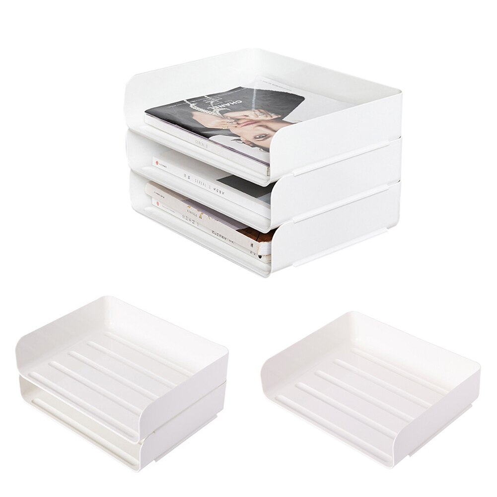 Stackable Desktop Storage Box Cosmetics Office Books Documents Storage Household Multi-grid Plastic Stackable