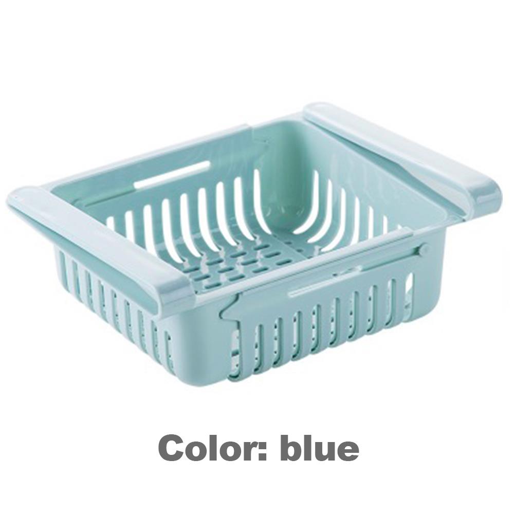 Pp køle- og frysebeholdere køleskabsholder pladsbesparende badeværelser multifunktionsskuffebeholdere til køleskab: Blå