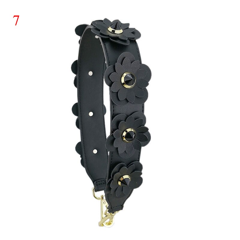 4cm bred axelrem i läderblomma lång nit pentgram crossbody-rem handväska bälte färgglad väska tillbehör: 7
