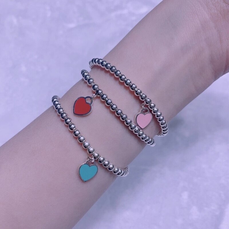 Pulsera de plata de ley S925, brazalete de tres colores, amor de pareja europea y americana