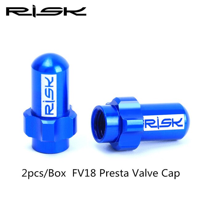 RISCHIO Leggero In Lega di Alluminio MTB Della Bici Della Strada Della Bicicletta Ugello del Gas Pneumatico Caps FV AV Presta Schrader Valvola Della Polvere Della Protezione Della Copertura 2 pz/scatola: Presta Valve Blue