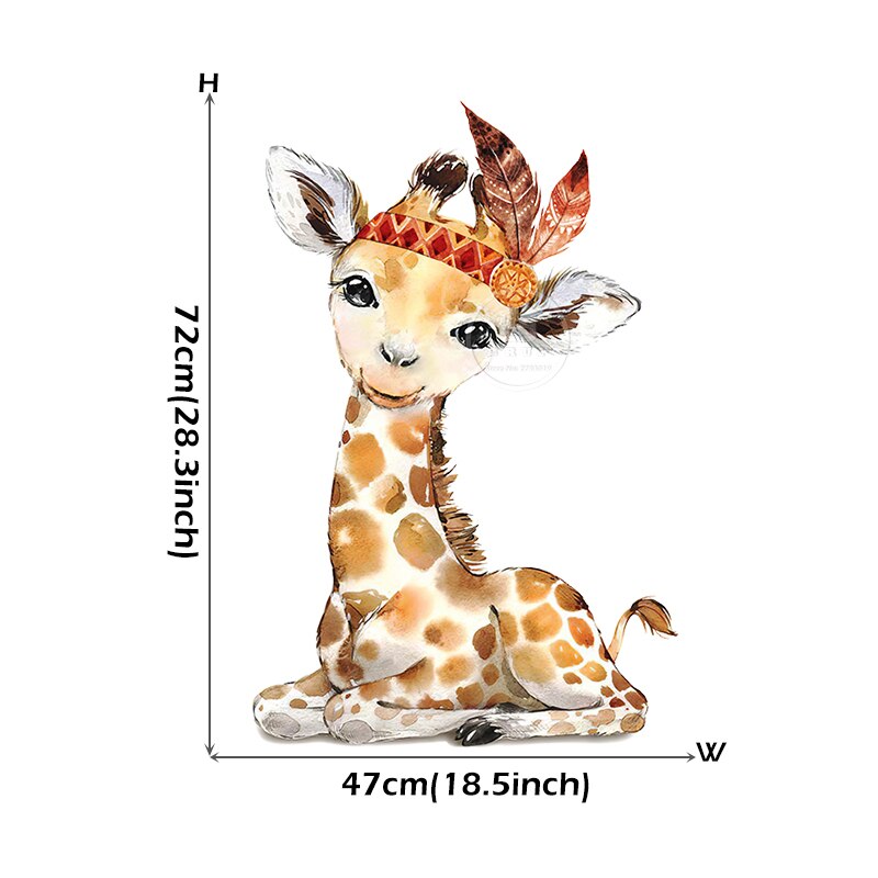 Brup Aquarel Tropische Bos Dier Muurstickers Kinderkamer Muurstickers Voor Kinderkamer Decoratieve Sticker Diy Muurstickers: giraffe