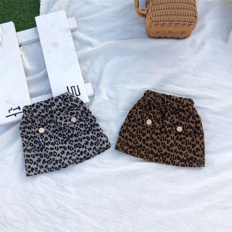 Lille nederdel småbørn spædbørn baby piger botton leopard nederdel strand tøj forår sommer sol nederdel til 1 2 3 4 5 6 år