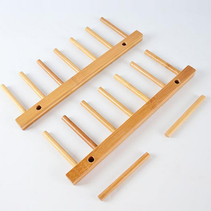 Soporte de bambú para almacenamiento de platos de cocina, soporte para tazas de vidrio, tazas de café, cuencos para el hogar, estante para organizar platos