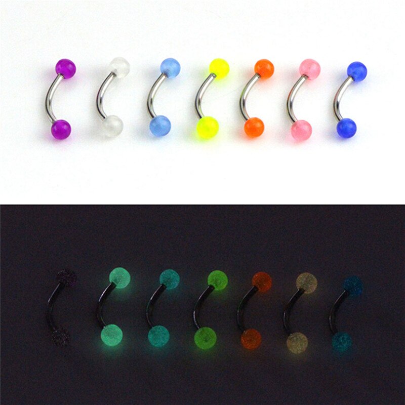 7 Stks/set Glow In The Dark Ball Barbell Wenkbrauw Ringen Bar Tragus Piercing Sieraden