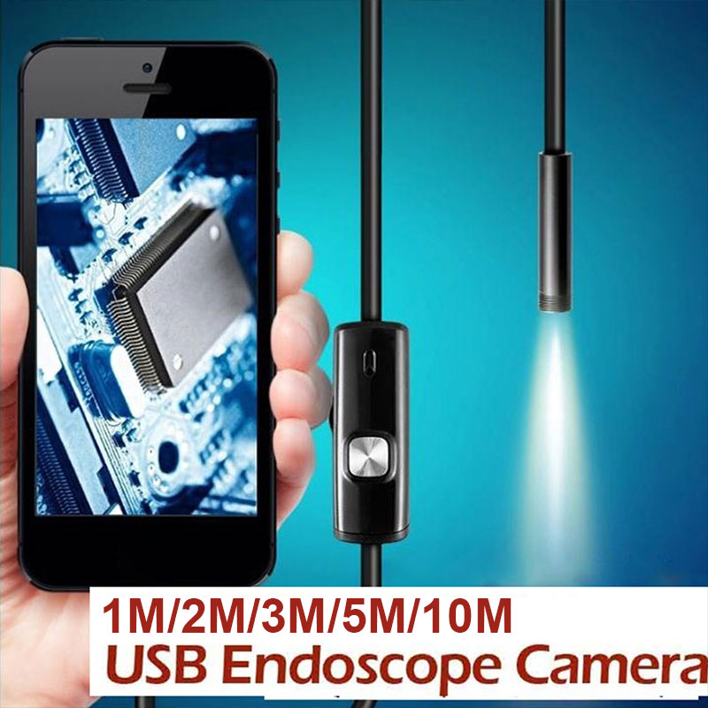 1/2/3/5/10 M Waterproof USB Endoscope HD Camera 7mm 6LED IP67 USB Handheld Working Inspection Borescope tool For Android PC