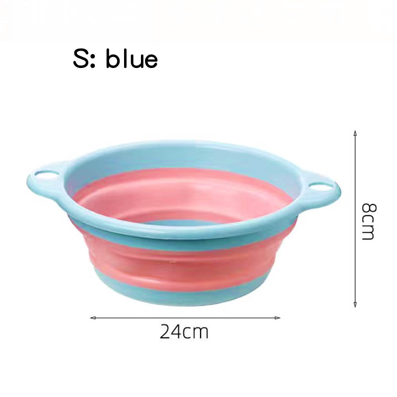 Folding Basin Kitchen Camping Travel Supplies Portable Washbasin Collapsible Plastic Laundry Tub Bathroom Palangana with Handle: blue S