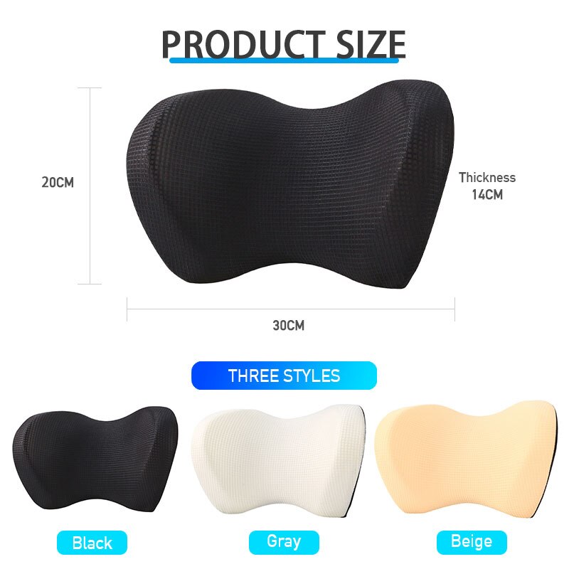 Oreiller de cou pour appui-tête de voiture, support de cou universel, siège de voiture, repose-nuque, oreiller de voyage en coton à mémoire de forme pour soulager les douleurs cervicales