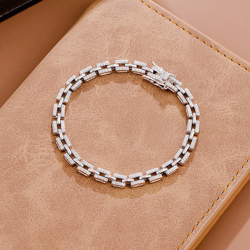 Knobspin-cadenas de plata de ley 100% para mujer, pulseras de amor de de lujo, accesorios de boda, joyería fina para chicas adolescentes, 925: Tanks chain / 15cm