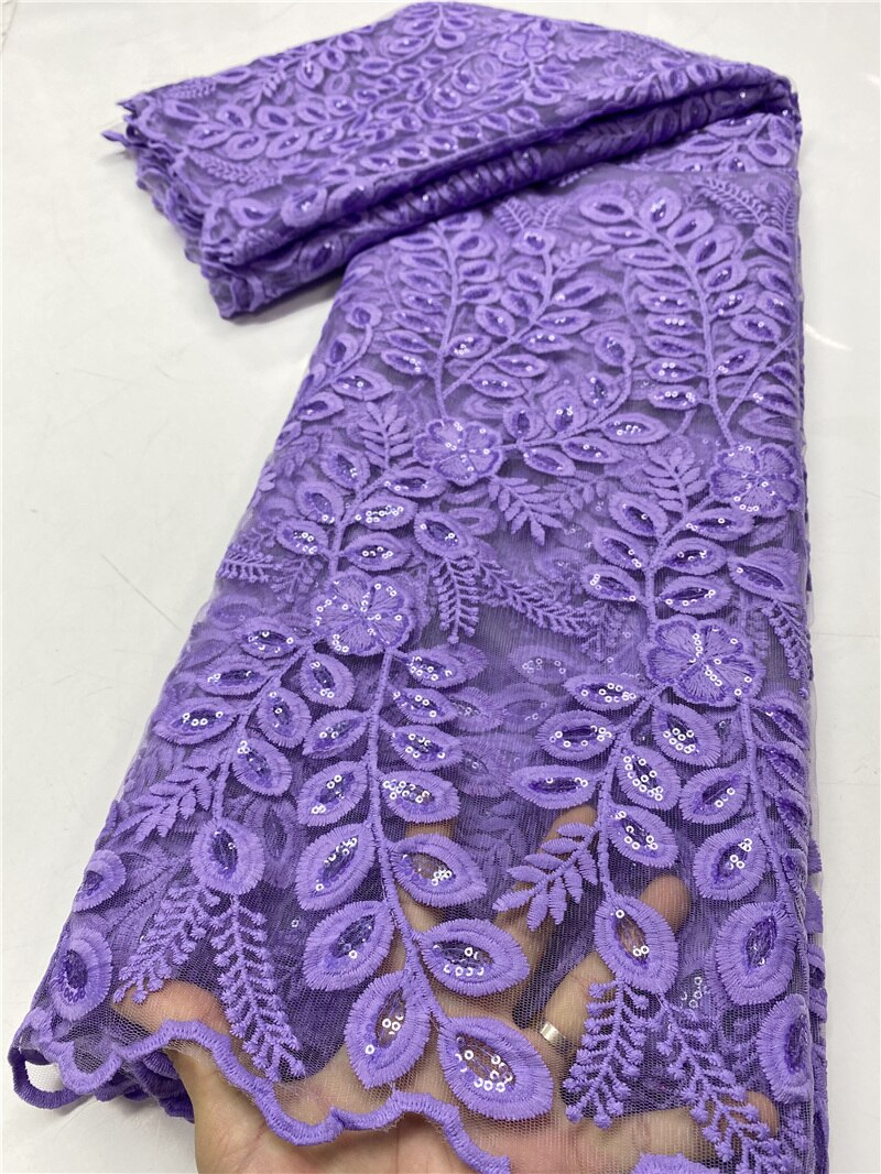 African Net Lace Fabric Heavy Sequines Lace French Mesh Lace Fabric For Wedding Party Dress Sewing YA3812B-1