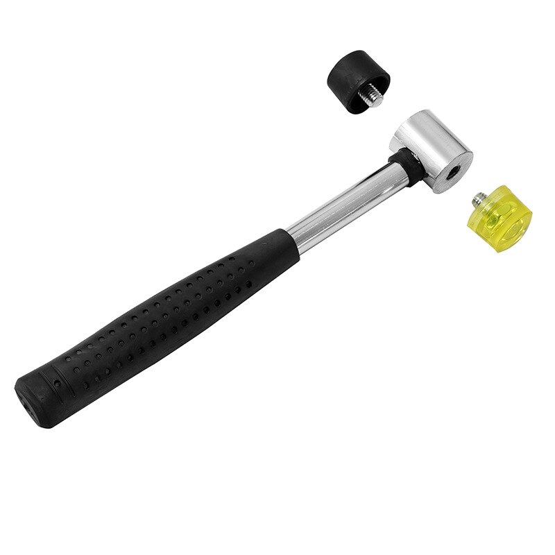 25mm Double Face Soft Touch Hammer Black Plastic Coated Grip Double Head Rubber Hammer Handheld Tool Leather DIY Tool