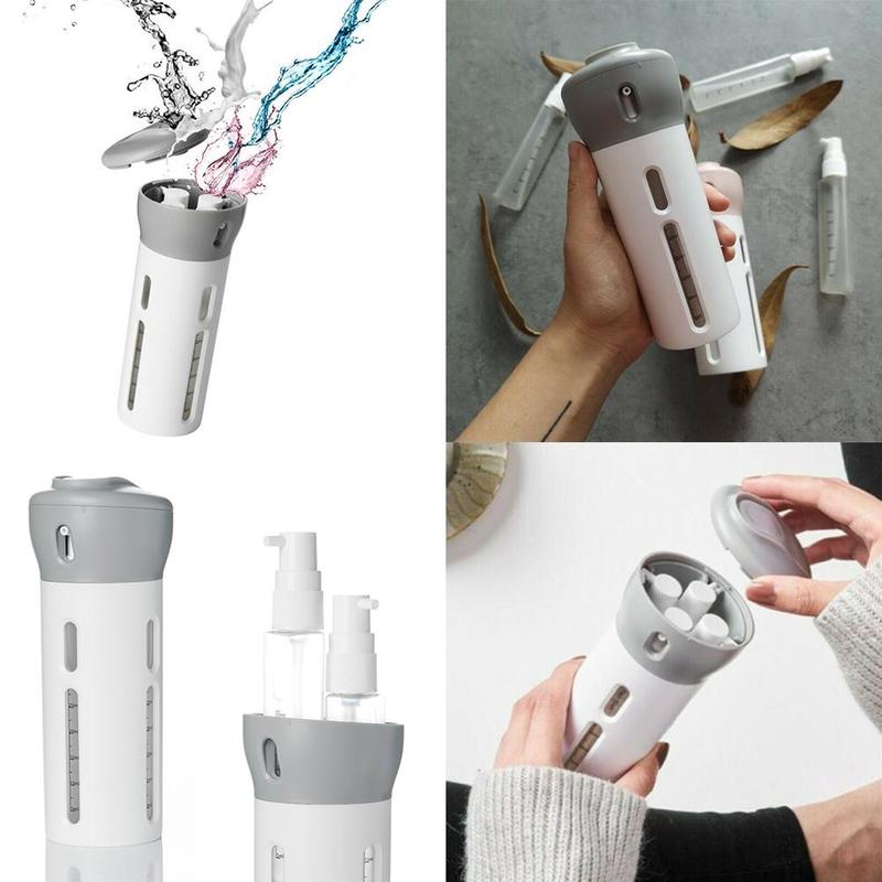 Populær draagbare 4 in 1 lotion dispenser fles draaien lotion shampoo douchegel sub-fles reise emulsie bottelen