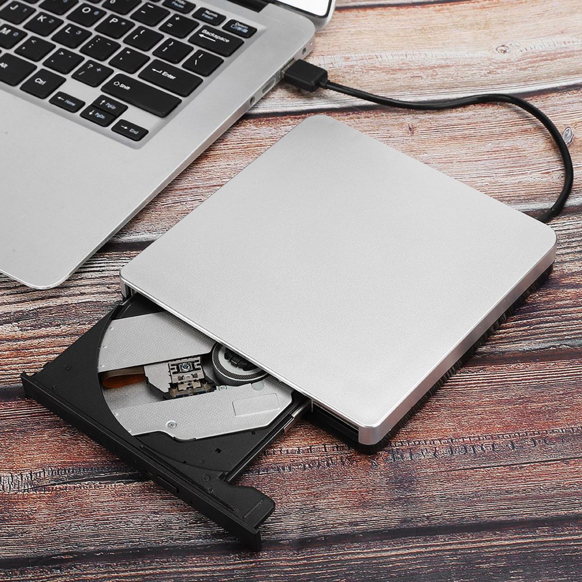 USB3.0 Dvd Writer Aluminium Shell Externe Optische Drives Voor Desktop Notebook Computer (Zilver)