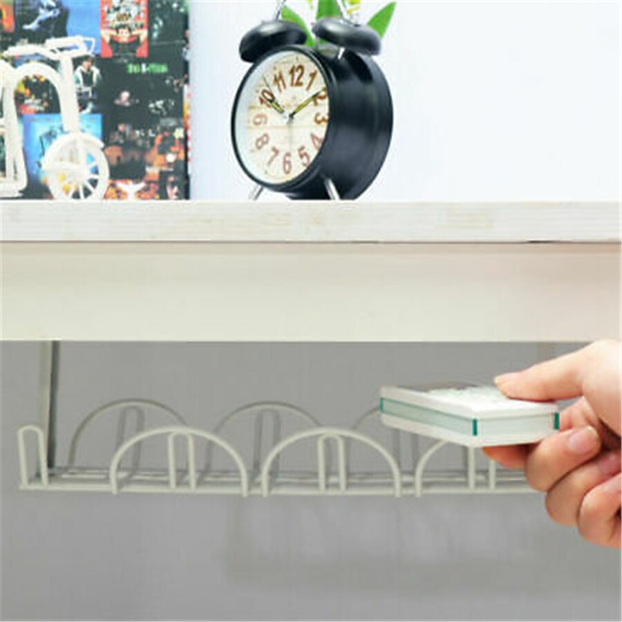 Home Living Room Storage Rack Under Desk Cable Management Tray Wire Cord Power Strip Adapter Organizer Shelf