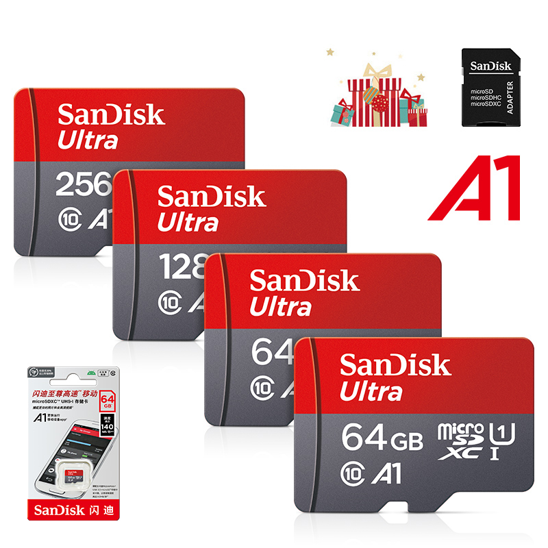 SanDisk Ultra MicroSDXC UHS-I Memory Card C10 U1 Full HD A1 64G 128G 256G 512G Max To 100MB/s Micro SD Cards for Camare Phone