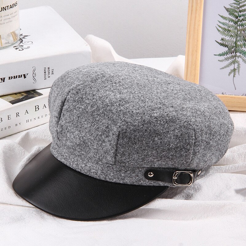 Nowy jesień zima kapelusze dla kobiet w jednolitym kolorze gładka ośmioboczna czapka gazeciarza panie moda retro kapelusz zima beret kobiety solidna kolorowa czapka: 05