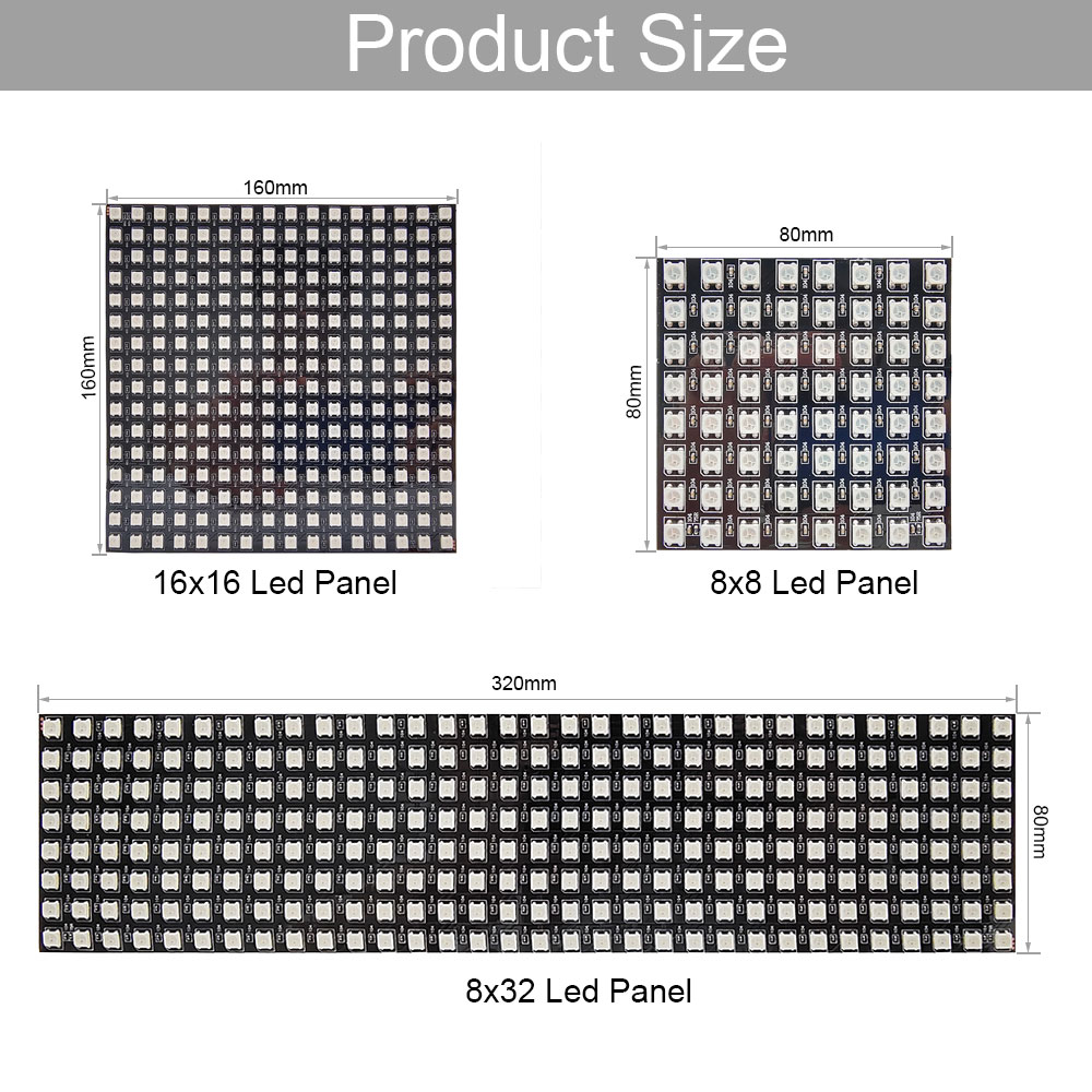 Ws2812b individuelt adresserbare panellys  ws2812 rgb led digital fleksibel 8 x 8 16 x 16 8 x 32 pikselmodul matriseskjerm  dc5v