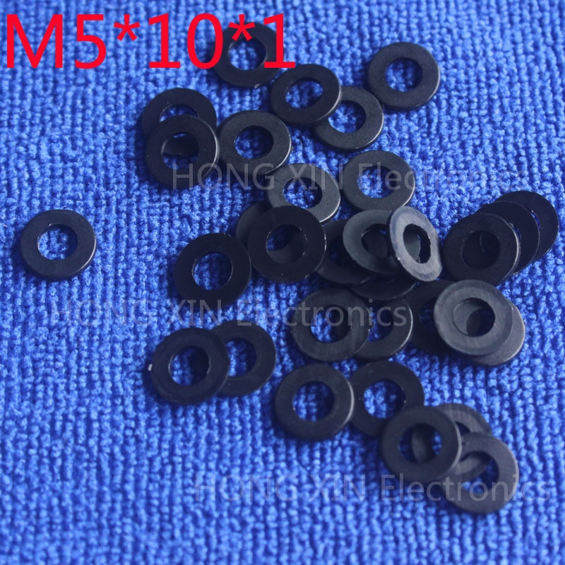 M5*10*1 zwarte 100 stuks nylon ring plastic platte afstandsring dikte ronde ronde pakkingring ronde