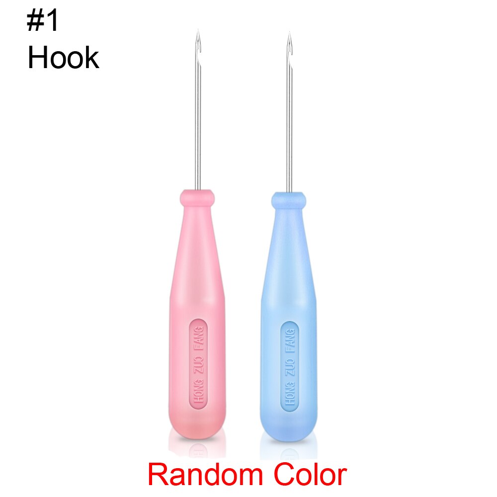 Aguja de acero para coser zapatos, 1 Uds., gancho de agujero, herramienta de cuero hecha a mano, cono de mango de plástico, agujas de reparación de zapatos: 1-Hook