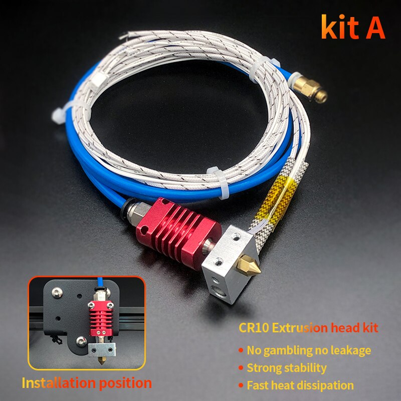 1/Set MK8 Extruder End Kit For Ender 3 CR10 Printer 1.75mm 0.4mm Nozzle Aluminum Heating Block For 3D Printer Parts